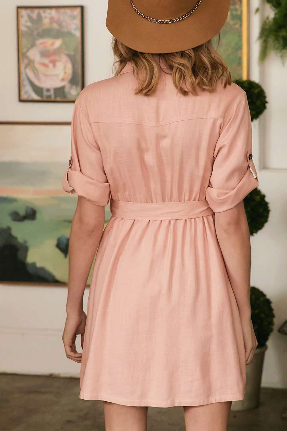 Drop Shoulder Belted Dress