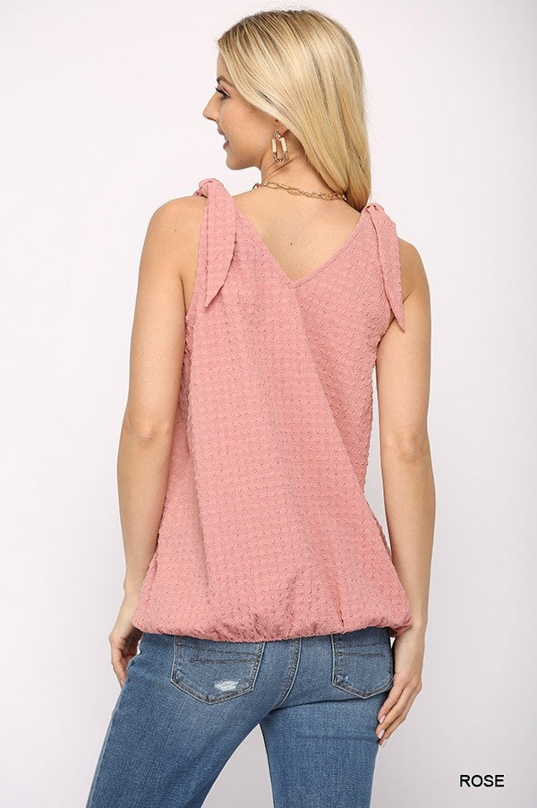 Feminine Surplice Blouse With Shoulder Tie (Rose)