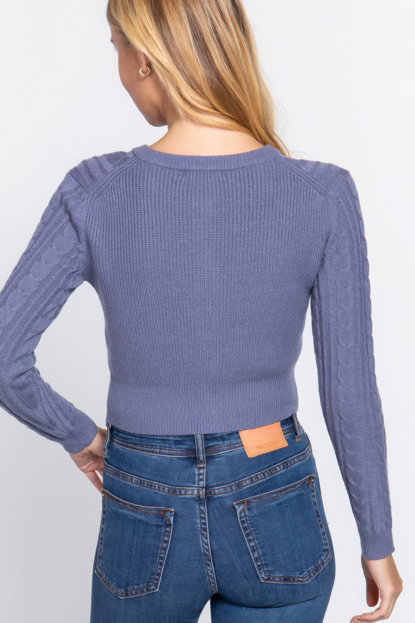 Cable-Knit Crewneck Cardigan