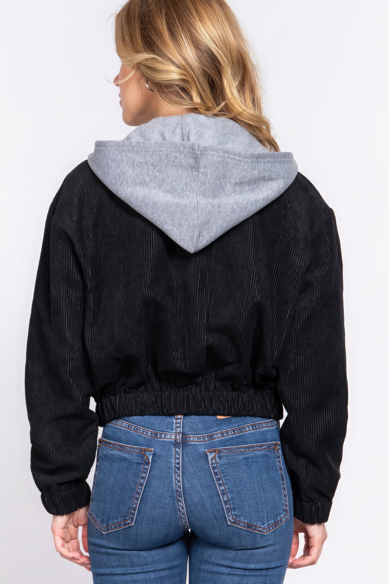 Hoodie Corduroy Jacket Black