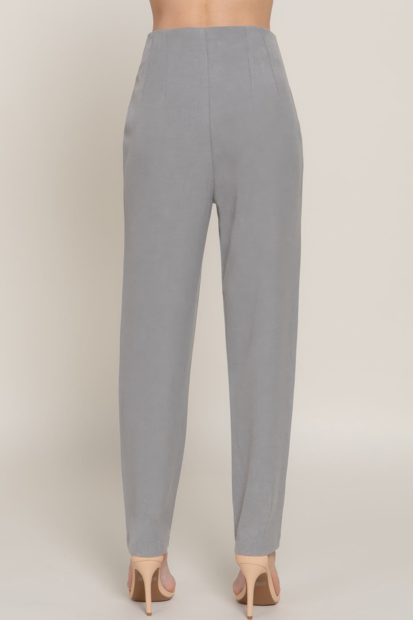 High Waist Classic Long Pants - Heather Grey