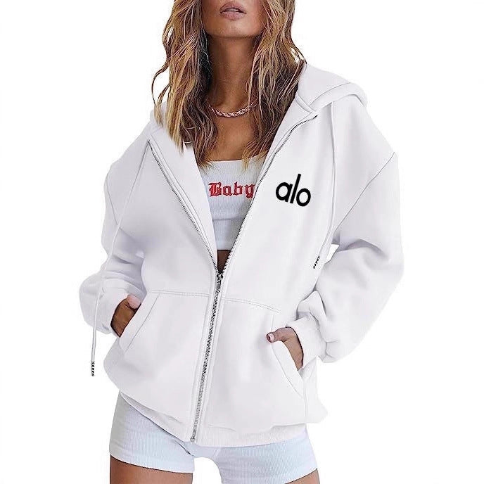 Relaxed Fit Zip Hoodie