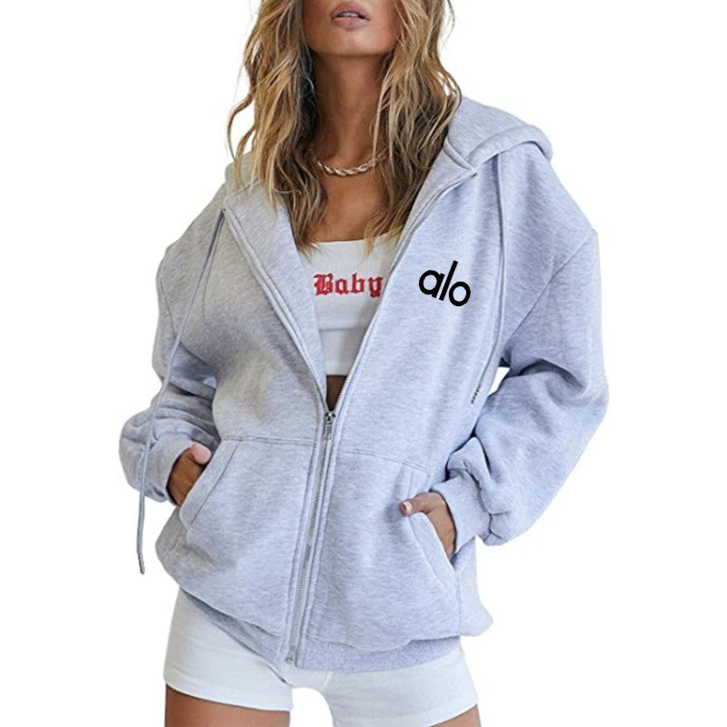 Relaxed Fit Zip Hoodie