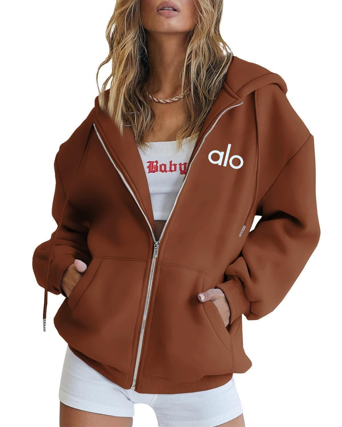 Relaxed Fit Zip Hoodie