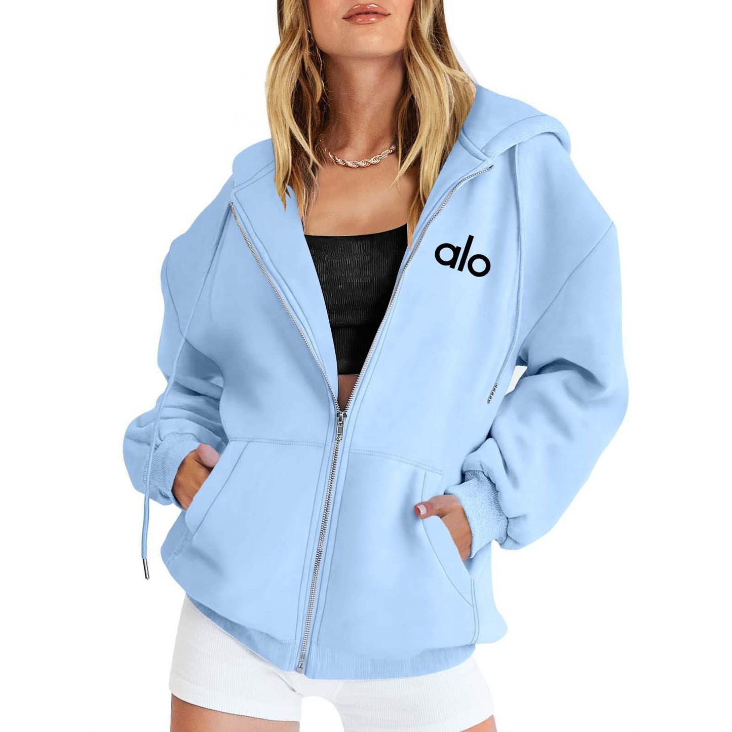 Relaxed Fit Zip Hoodie