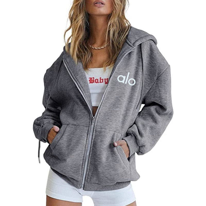 Relaxed Fit Zip Hoodie