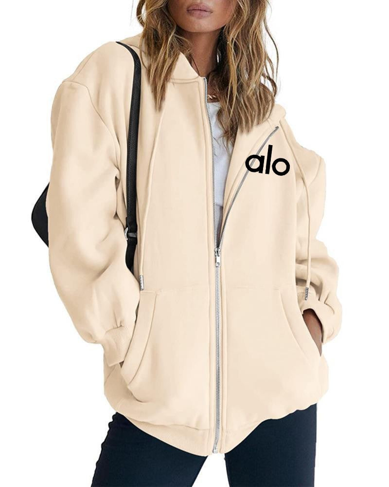 Relaxed Fit Zip Hoodie