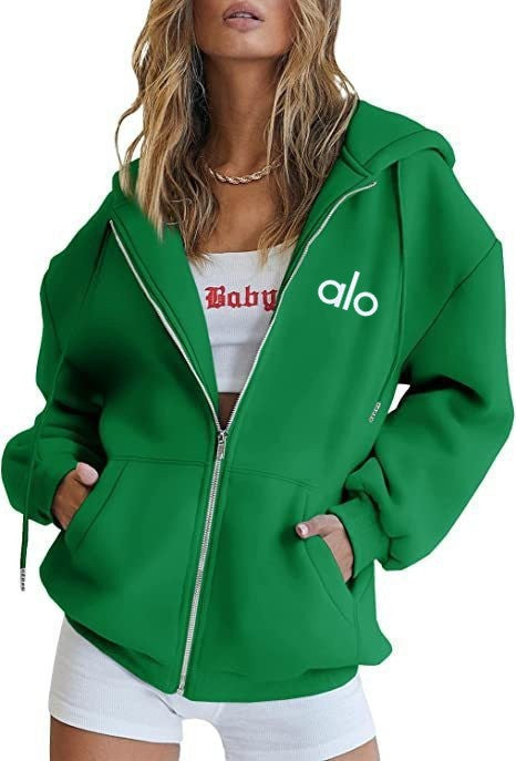 Relaxed Fit Zip Hoodie