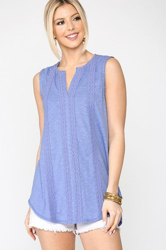 Lace-Trim Sleeveless Tunic Top