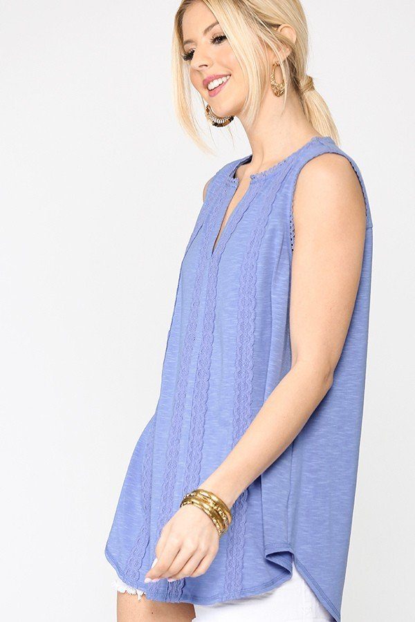 Lace-Trim Sleeveless Tunic Top