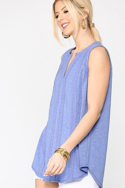 Lace-Trim Sleeveless Tunic Top