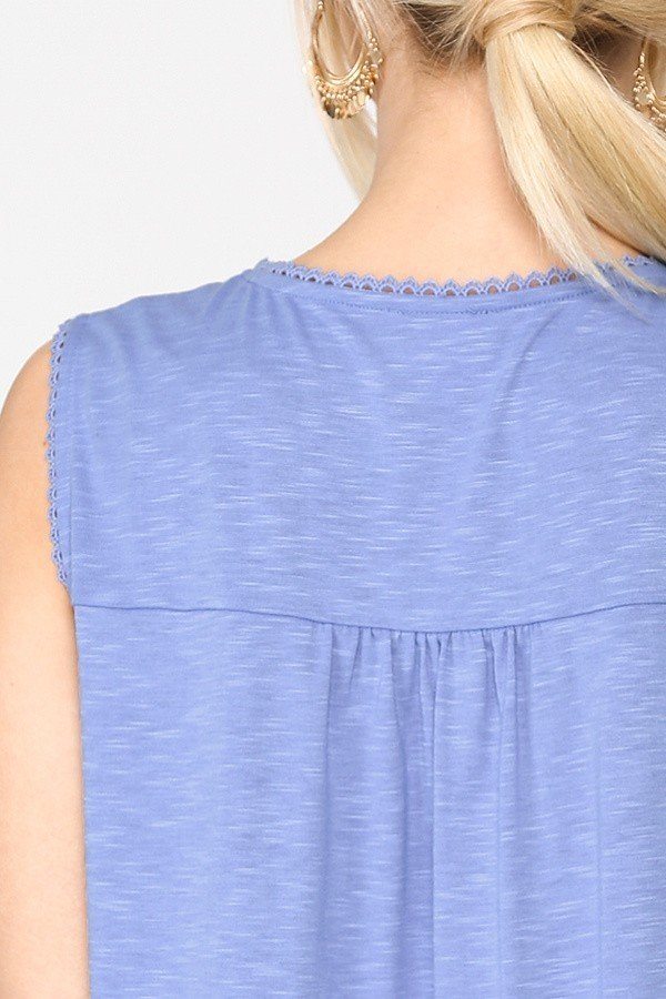 Lace-Trim Sleeveless Tunic Top