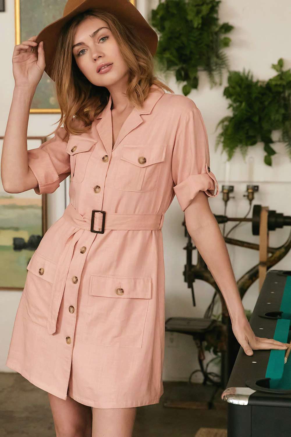 Drop Shoulder Belted Dress