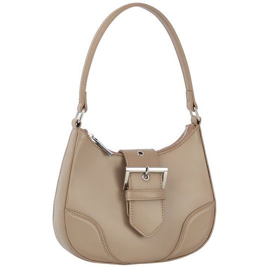 Curve Handle Buckle Shoulder Bag