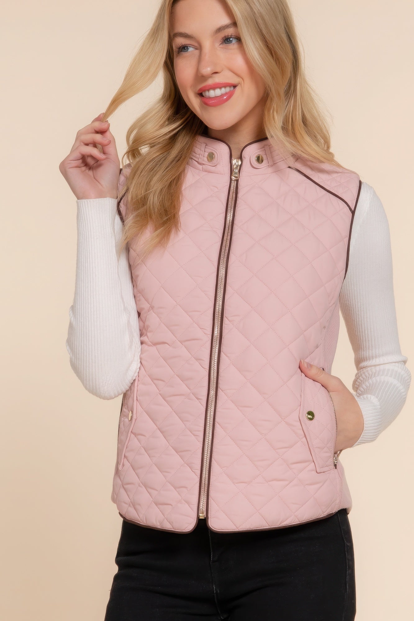 Quilted Beige Pink Vest