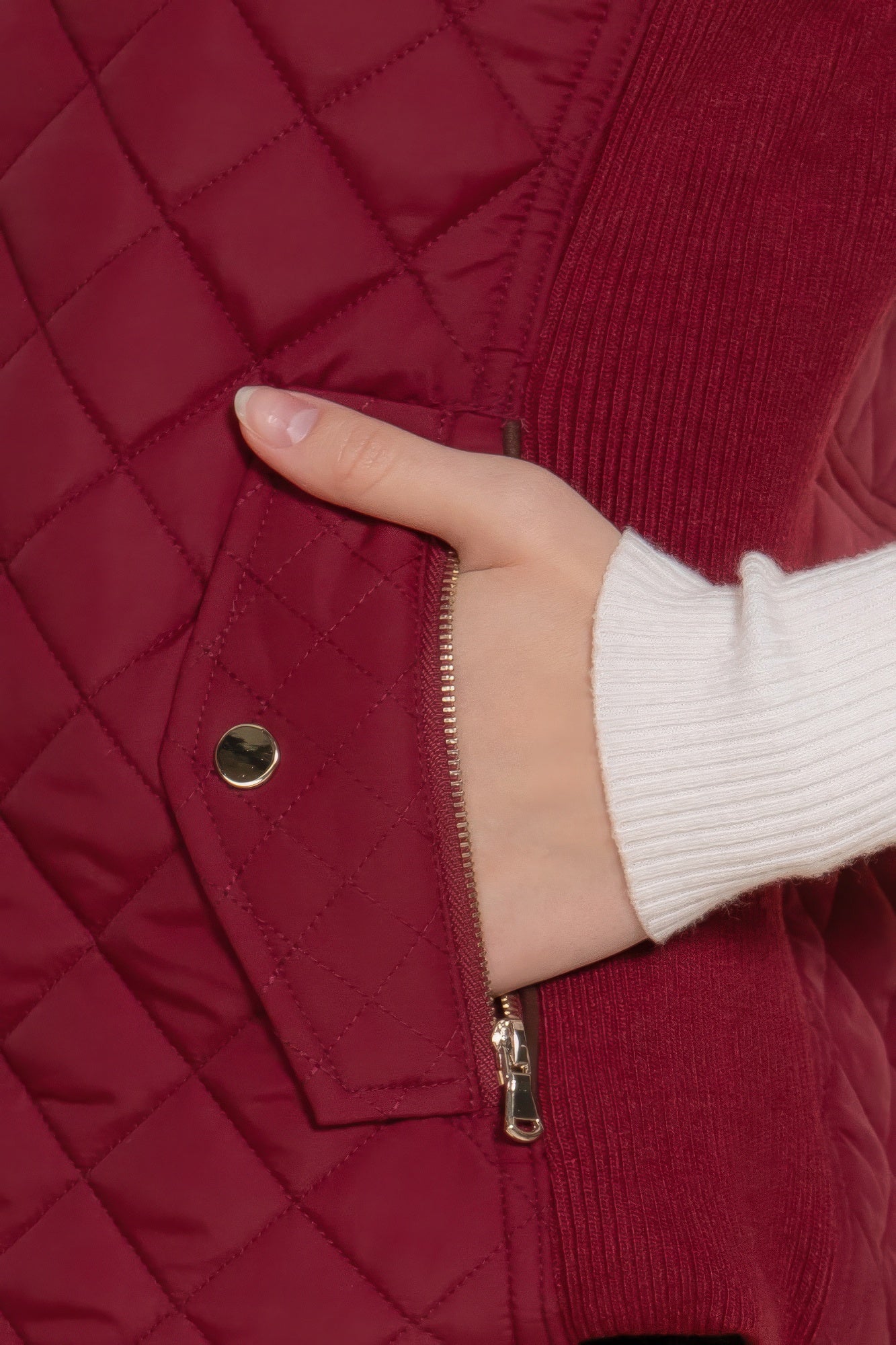 Suede-Trim Quilted Vest