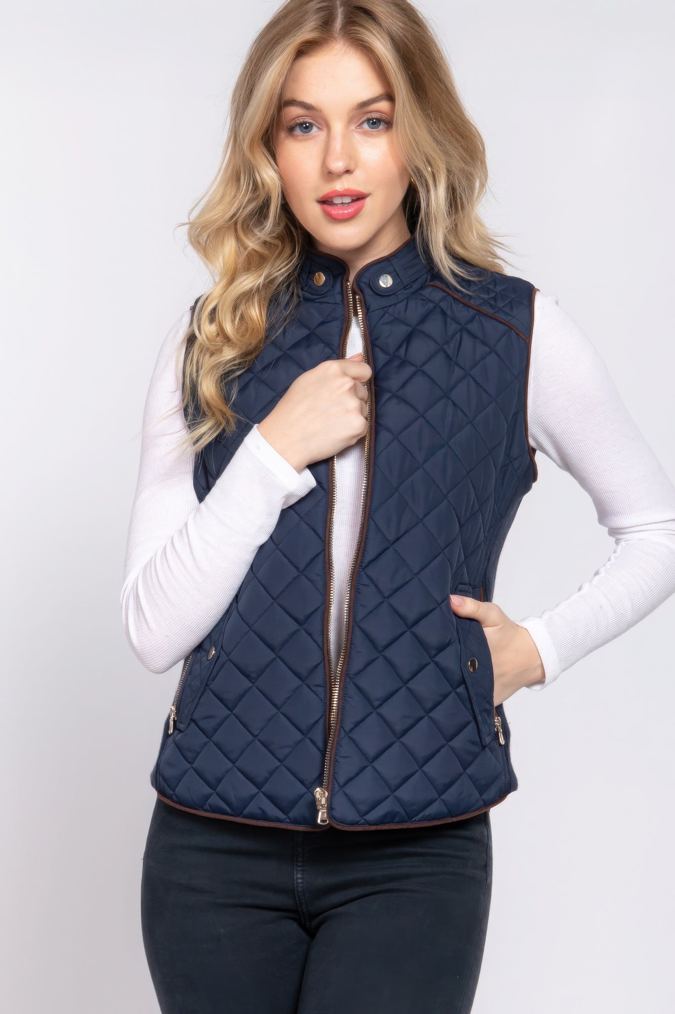 Quilted Navy Vest