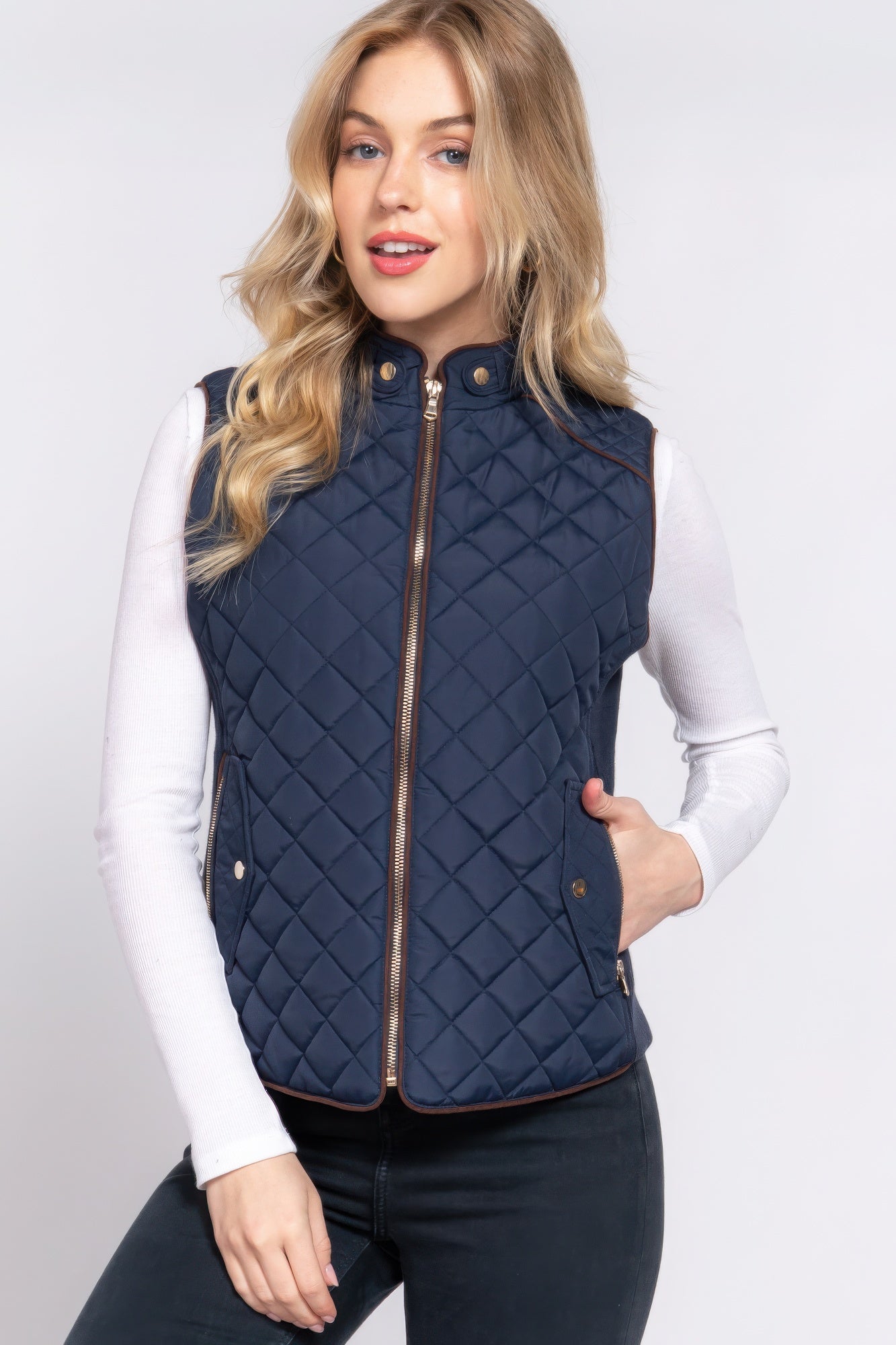 Quilted Navy Vest