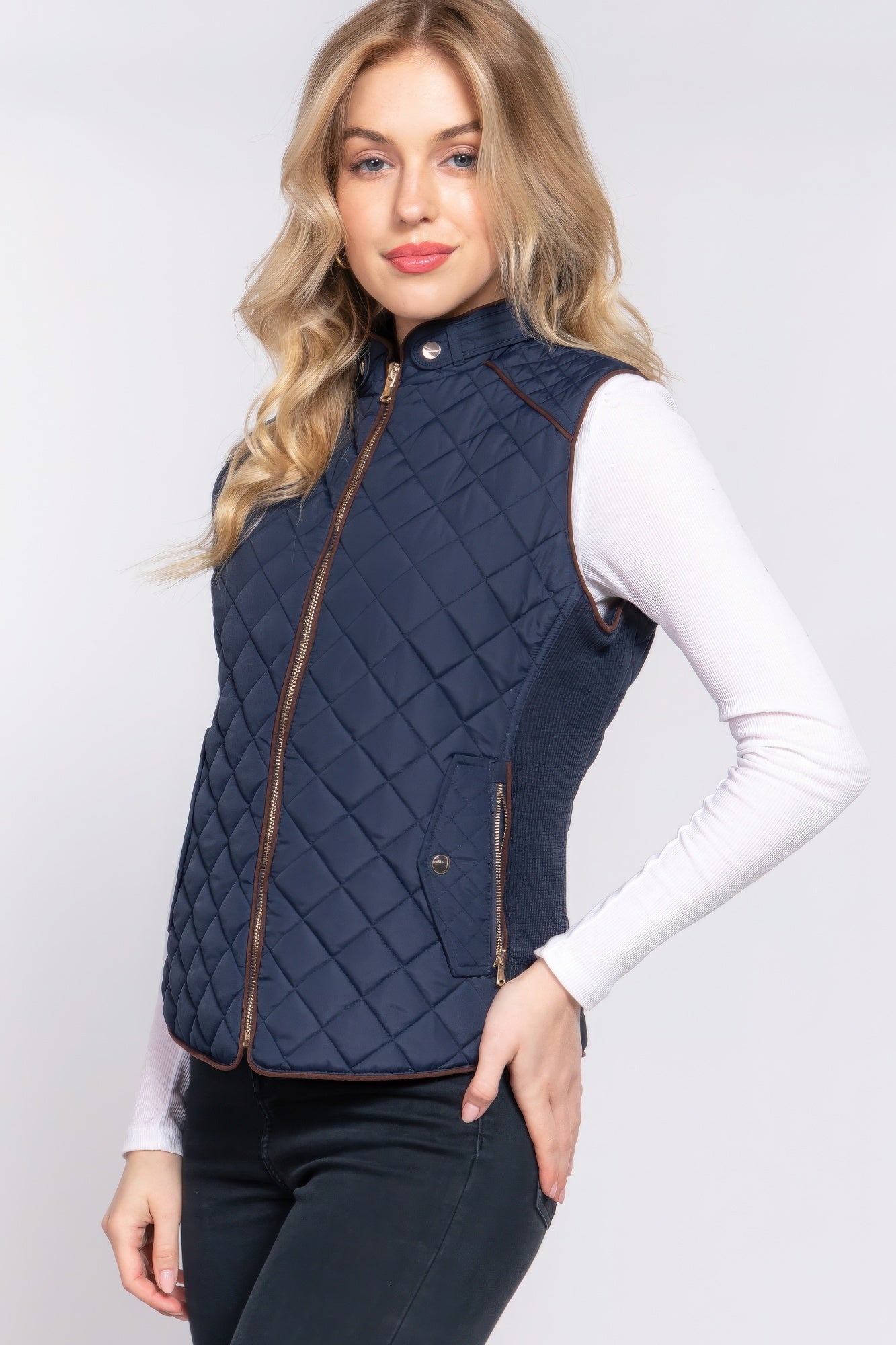 Quilted Navy Vest