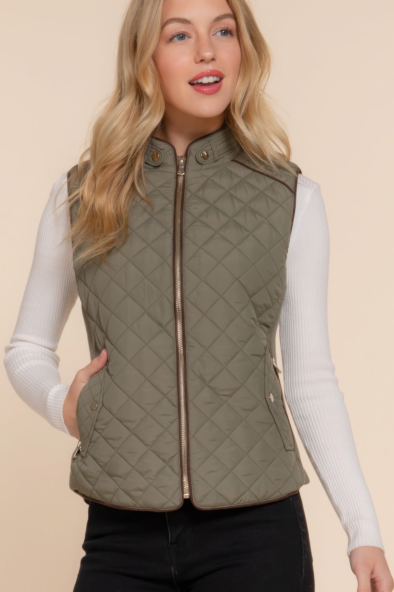 Quilted Olive Vest