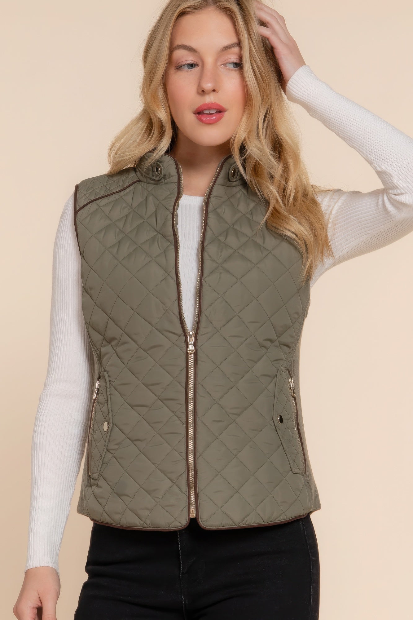 Quilted Olive Vest