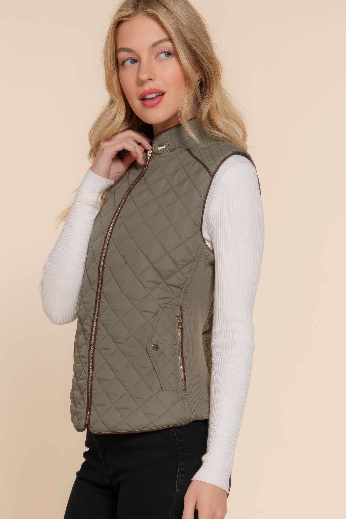 Quilted Olive Vest