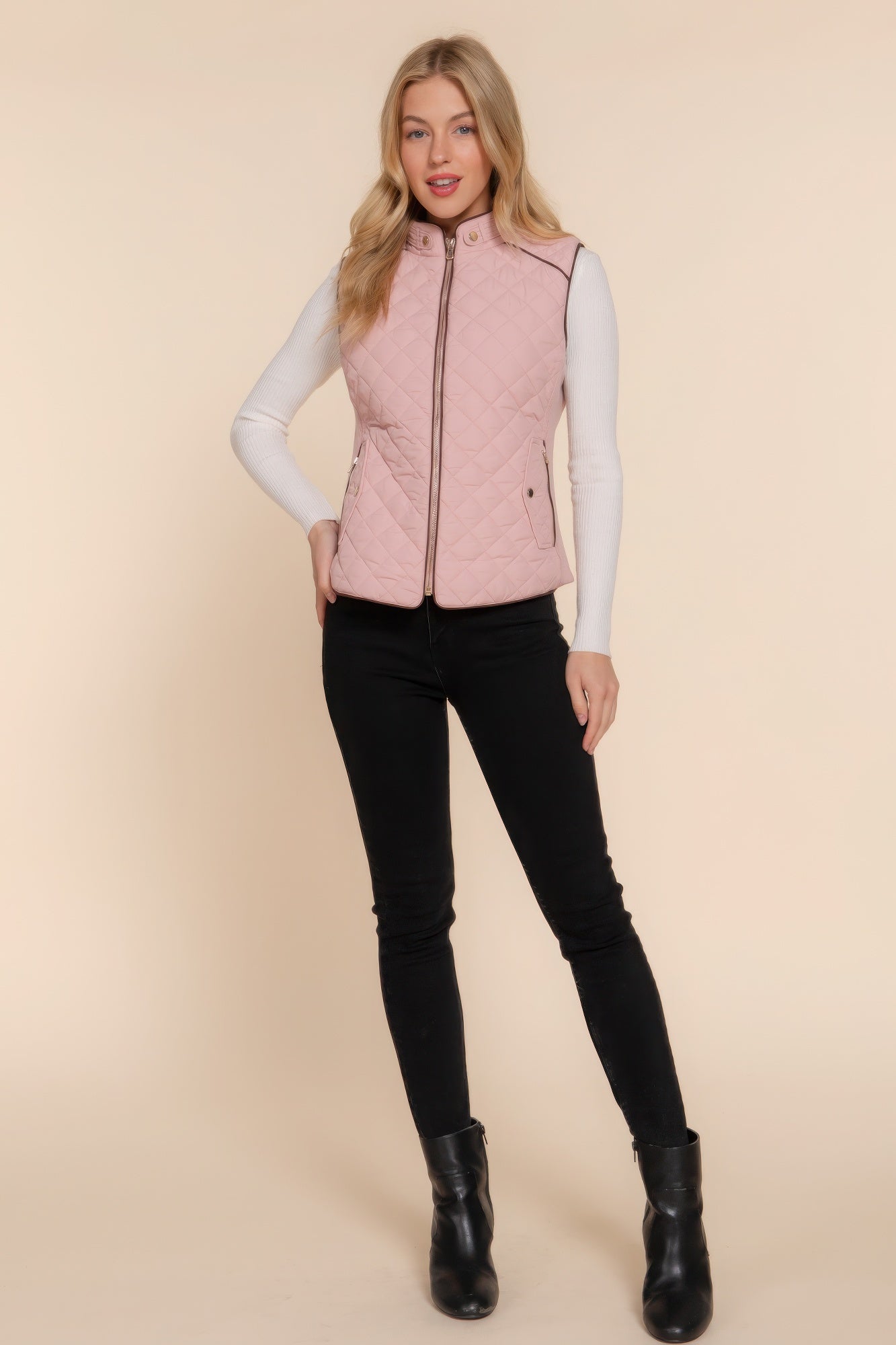 Quilted Beige Pink Vest