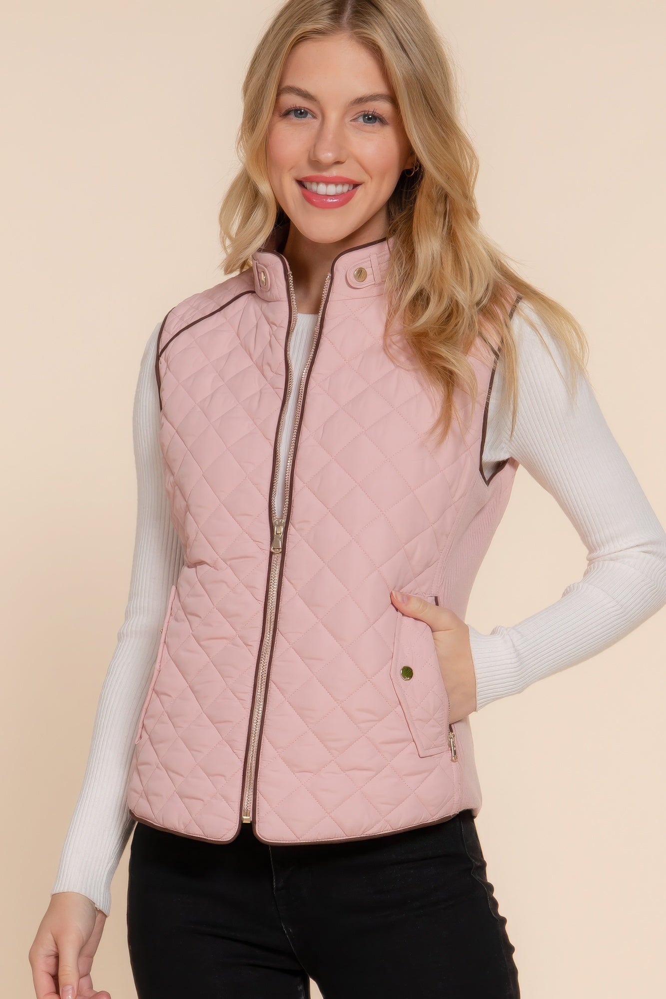 Quilted Beige Pink Vest