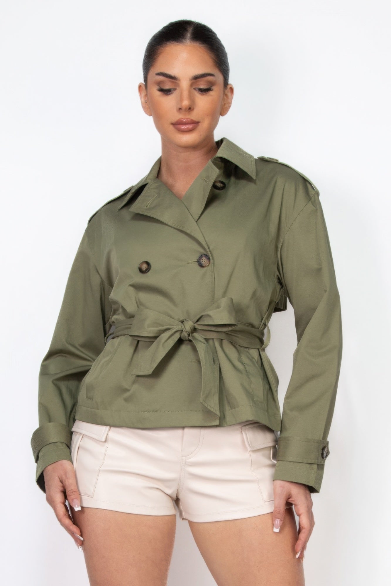 Modern Waist-Tie Trench Jacket