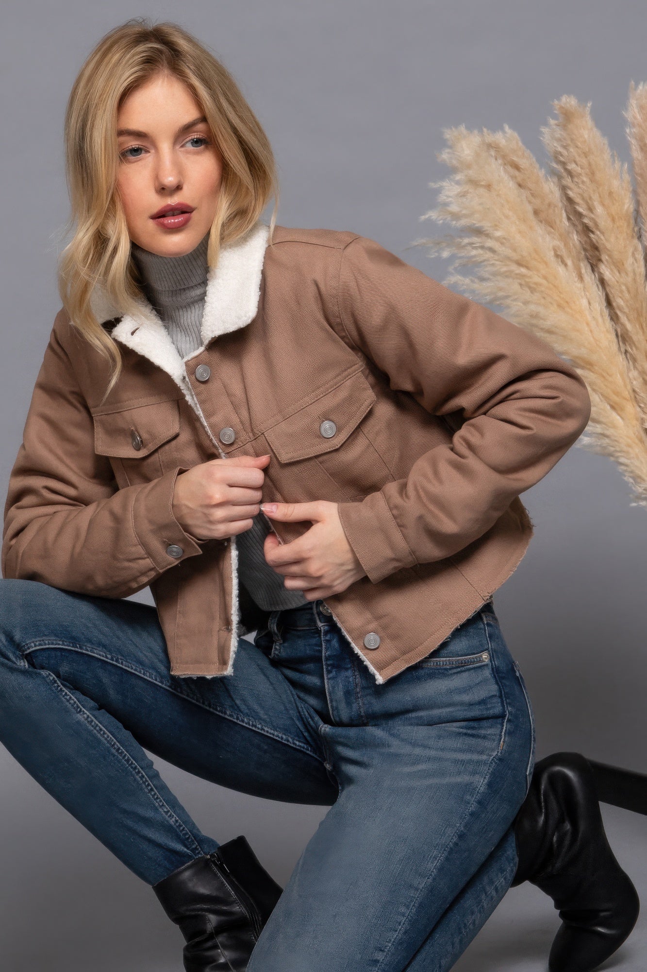 Sherpa-Lined Cotton Jacket