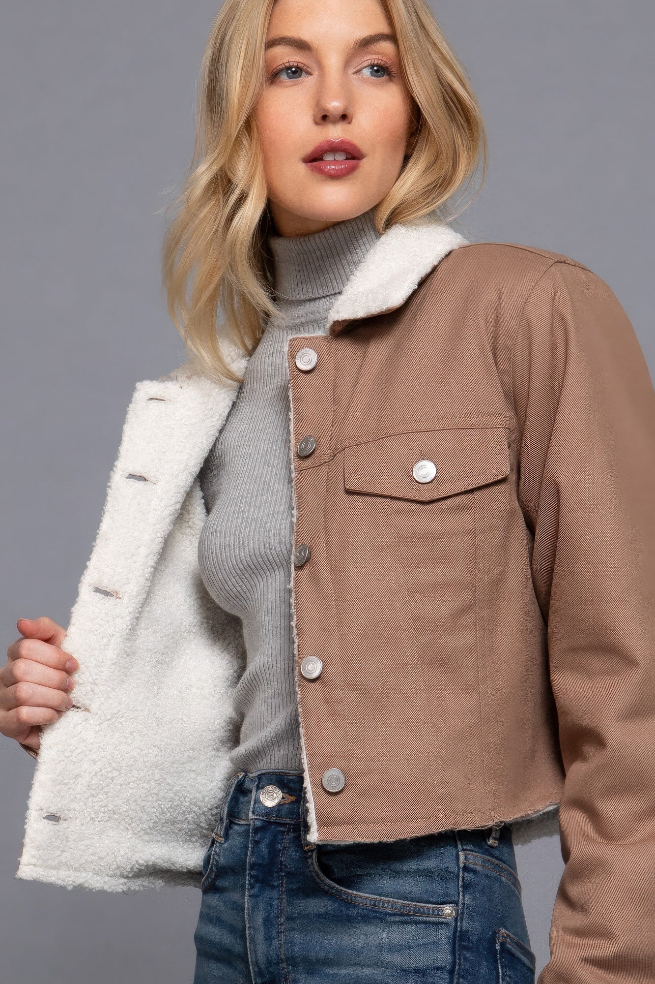 Sherpa-Lined Cotton Jacket