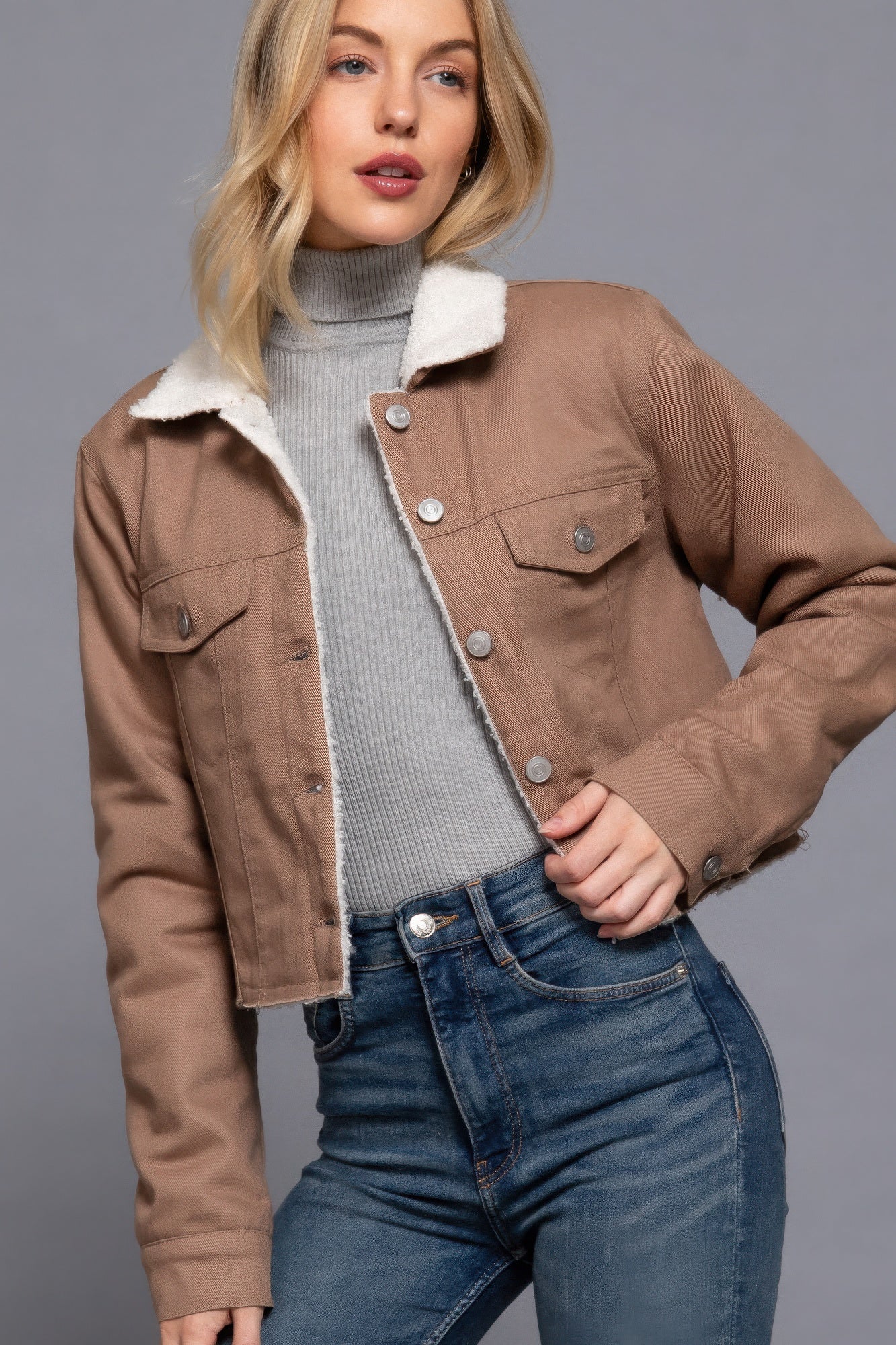 Sherpa-Lined Cotton Jacket