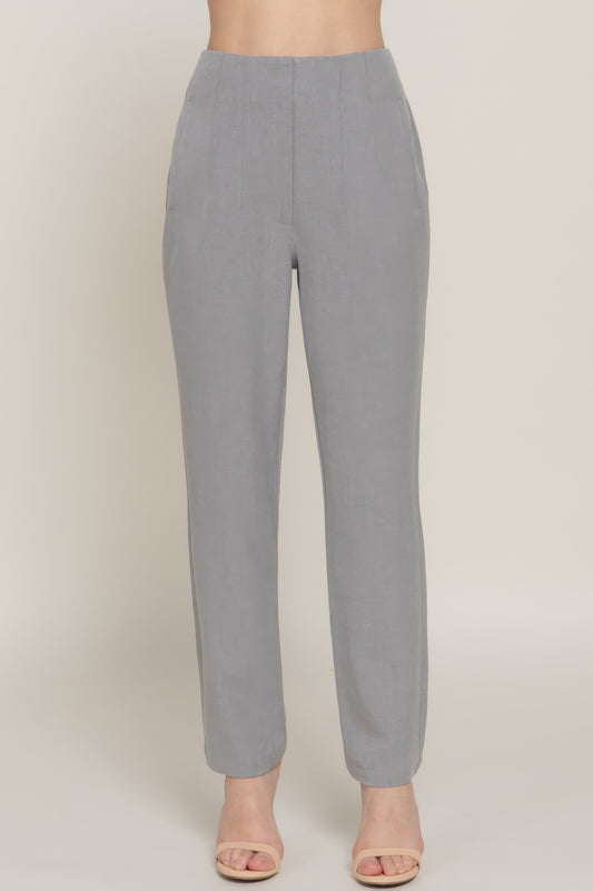High Waist Classic Long Pants - Heather Grey