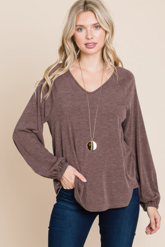 Causal V Neck Long Sleeve Blouse