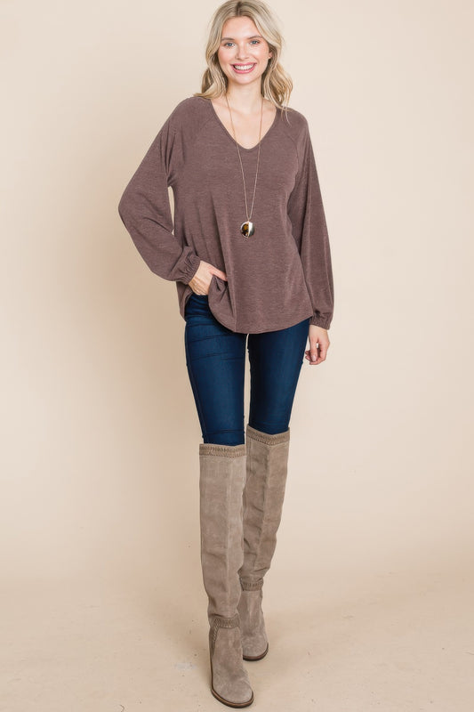 Causal V Neck Long Sleeve Blouse
