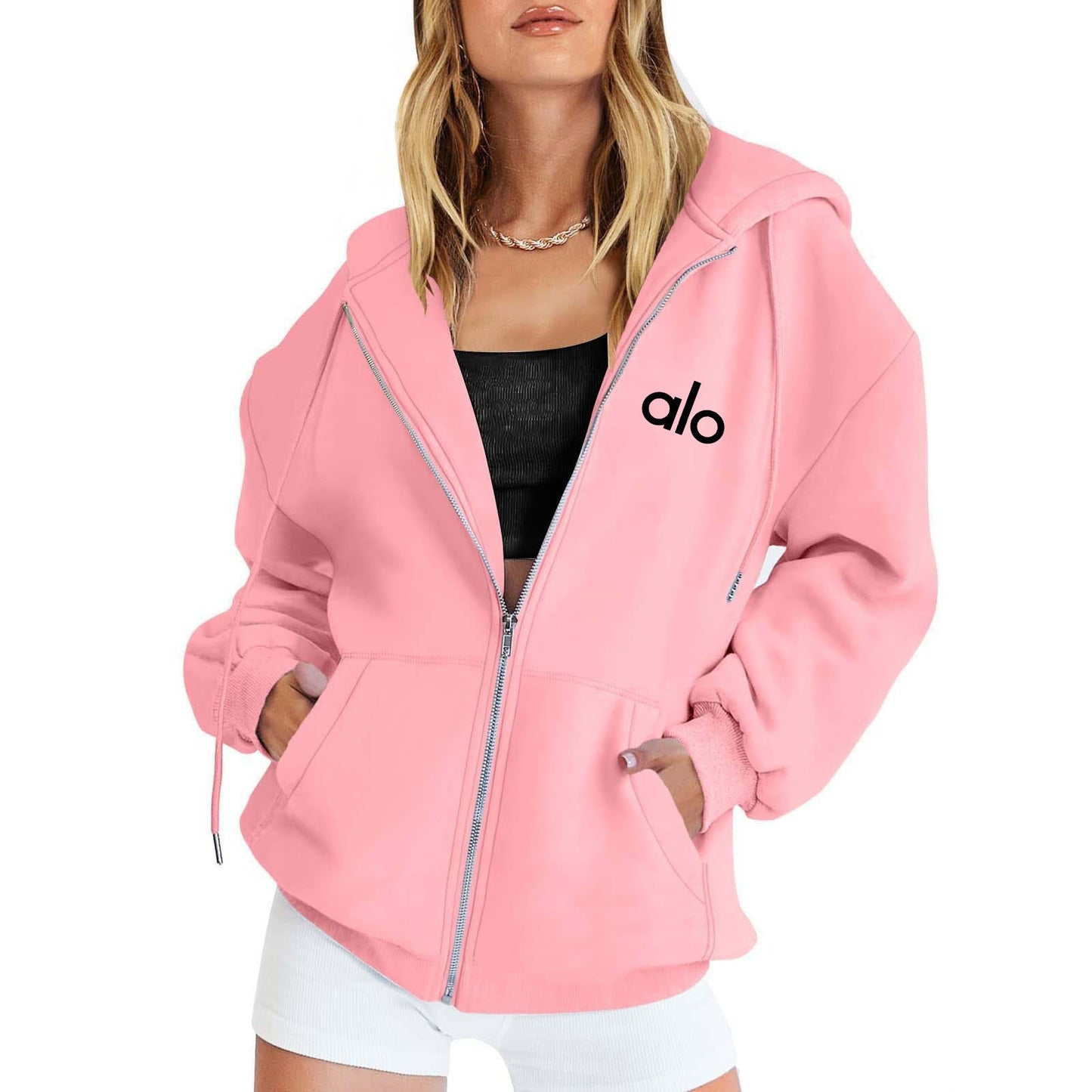 Relaxed Fit Zip Hoodie