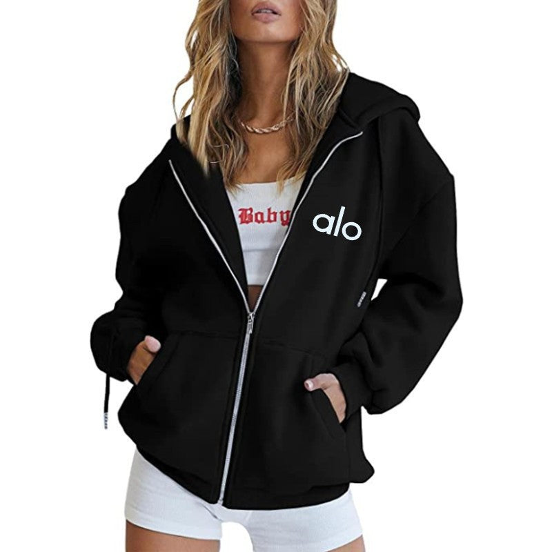 Relaxed Fit Zip Hoodie